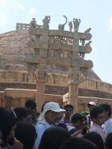 Students at Sanchi Stupa with accompanying faculty members