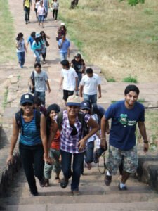 All in a days work- Students at Sanchi Stupa