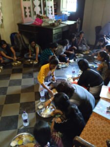 Students relished the delicious Maharashtrian cuisine served by the family.
