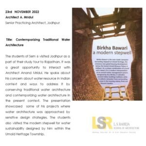 Contemporizing traditional water architecture LSRSA