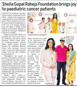 HOPE- 23 – article, Mid Day News paper